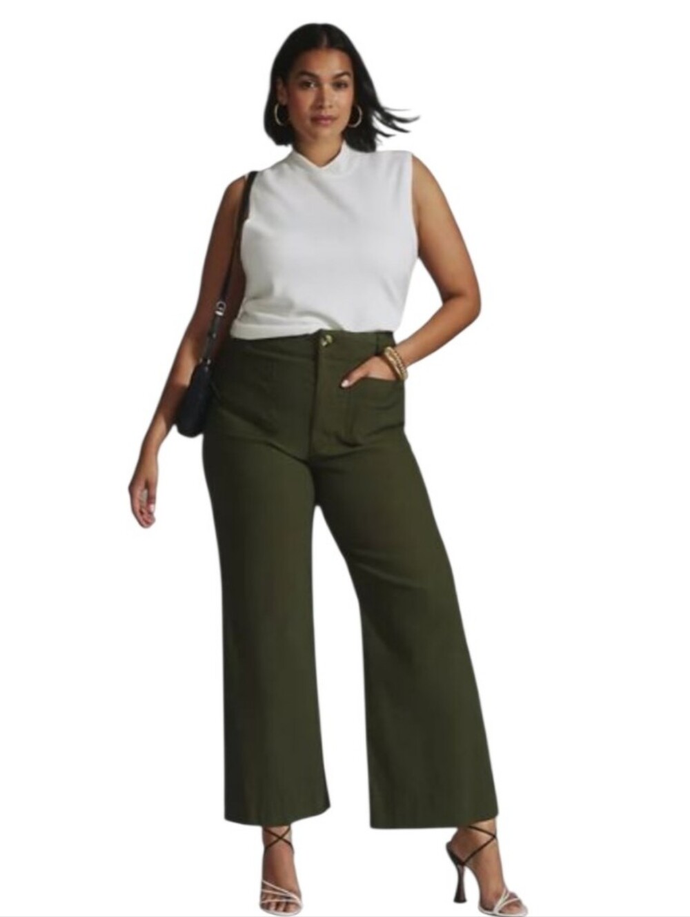 Maeve The Colette in Holly Cropped Wide Leg Pants high rise Stretch Plus Size - Picture 12 of 12